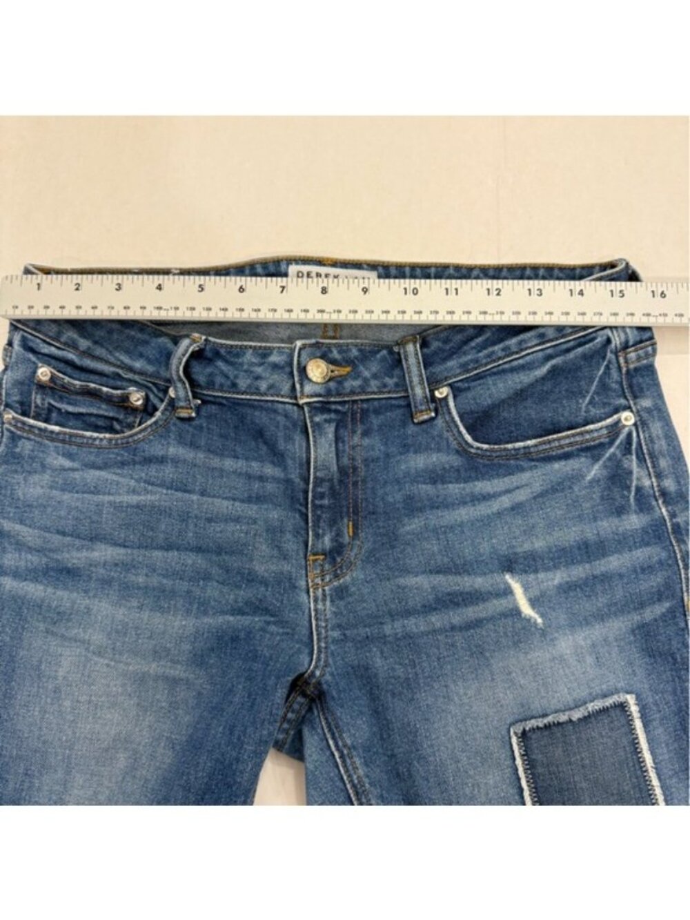 Derek Lam 10 Crosby Gia Mid-Rise Cropped Flare Jeans Blue Denim Size 28 Waist - Picture 11 of 14